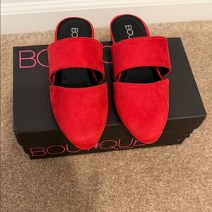 Boutique by Corkys- Carina Red Suede Slide Mules Size 7- NWT